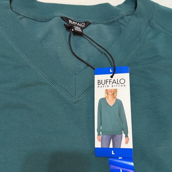 Buffalo David Bitton Sweaters - Buffalo David Bitton Women's V-Neck Sweatshirt Teal L, NWT